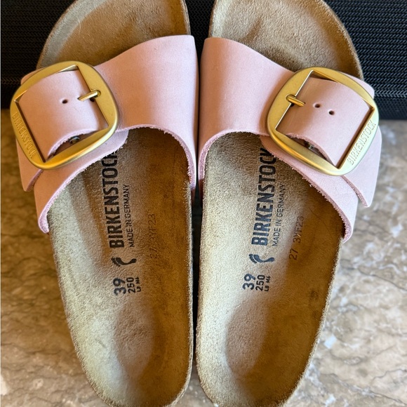 Birkenstock Pink Sandals with Gold Buckle - Picture 1 of 6
